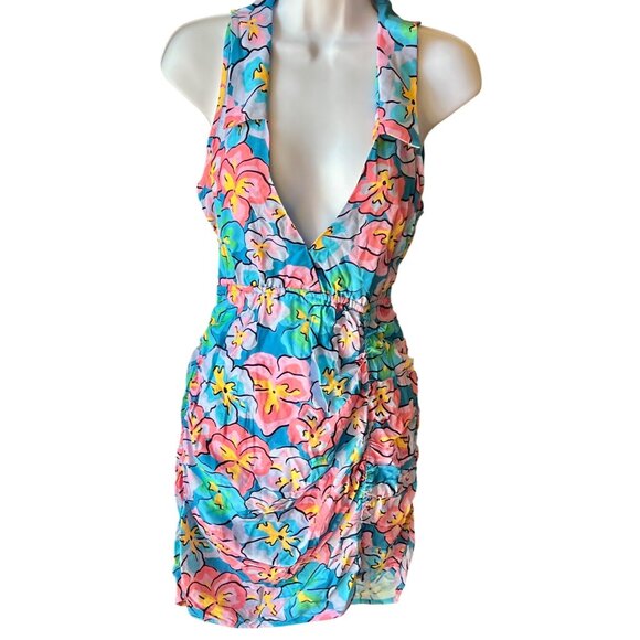 For Love & Lemons Yasmin Mini Dress Monet Floral Bamboo New Size Small - Picture 1 of 13